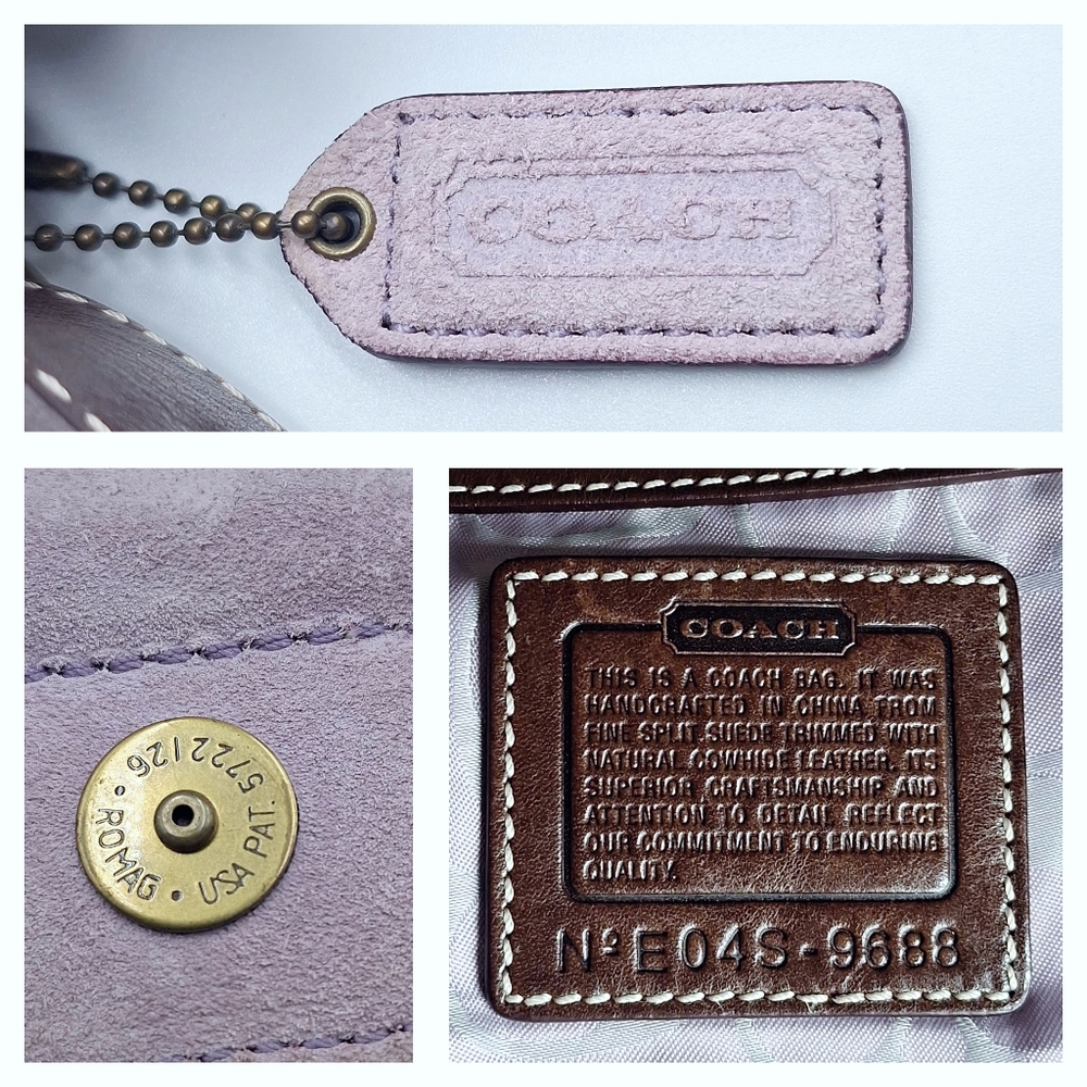 Vintage Y2K Coach Soho 9688 Demi Flap Lilac Suede Hobo Bag - Picture 10 of 13